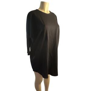 Women M L Pomander Place Black Dress Knit Stretch Shift 3/4 Sleeved Rayon